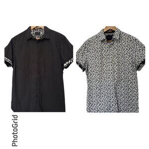 CACTUS MAN by RICKY SINGH Bundle of 2 Button Down Shirts Short Sleeve Size L